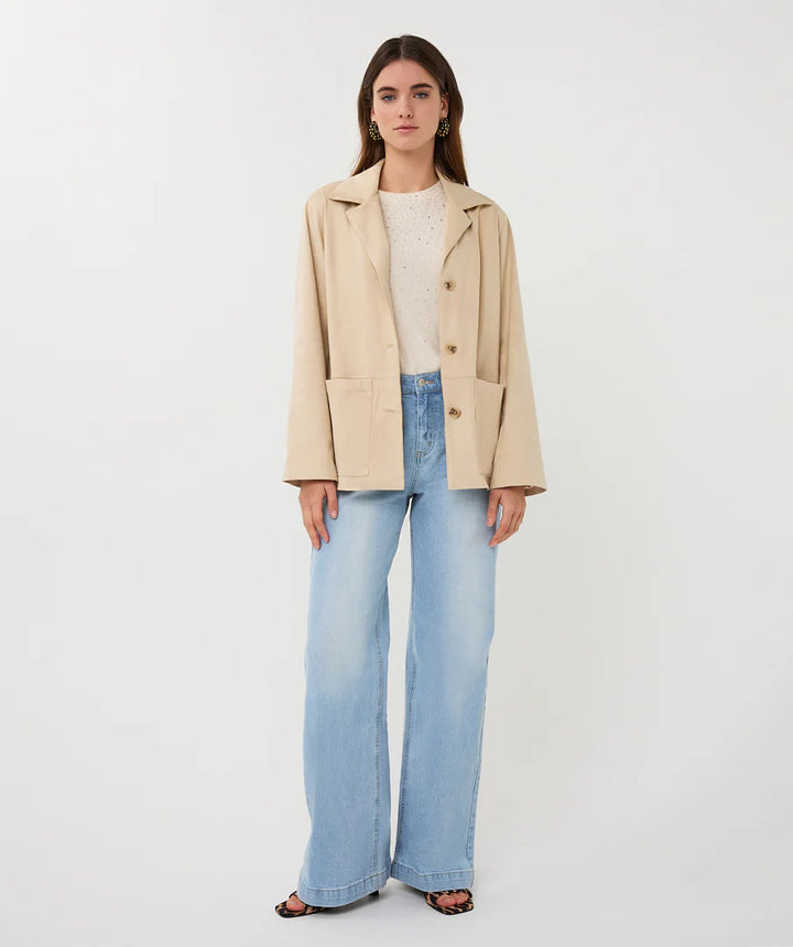 EsQualo Light Sand Suedine Blazer