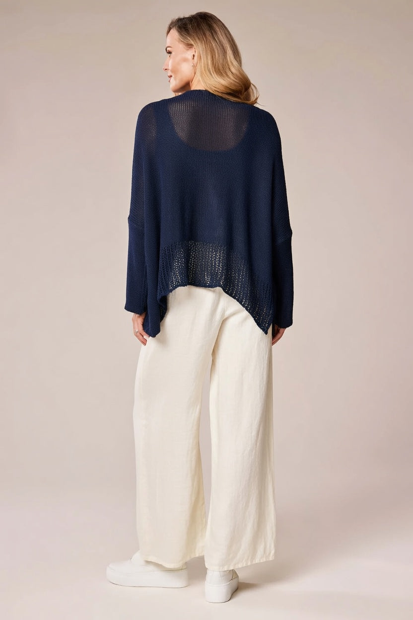 Decollage Navy Layered Knit Pullover