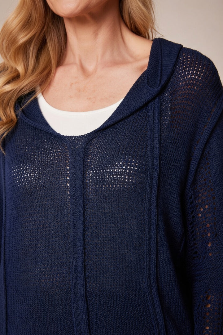 Decollage Navy Layered Knit Pullover