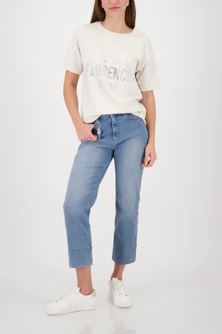 Monari Beige 'Florence Deluxe' Print Top