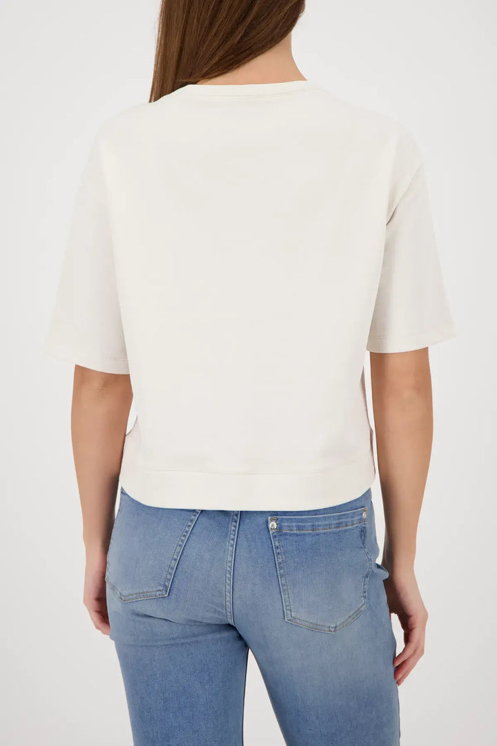 Monari Beige Rhinestone Short Sleeve Sweatshirt