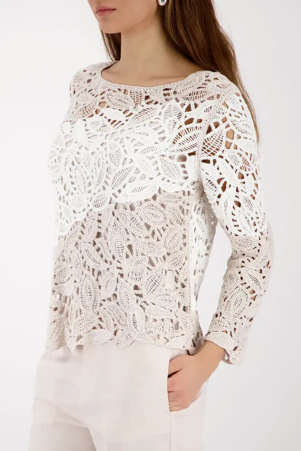 Monari Off White Cornelli Pattern Sweater