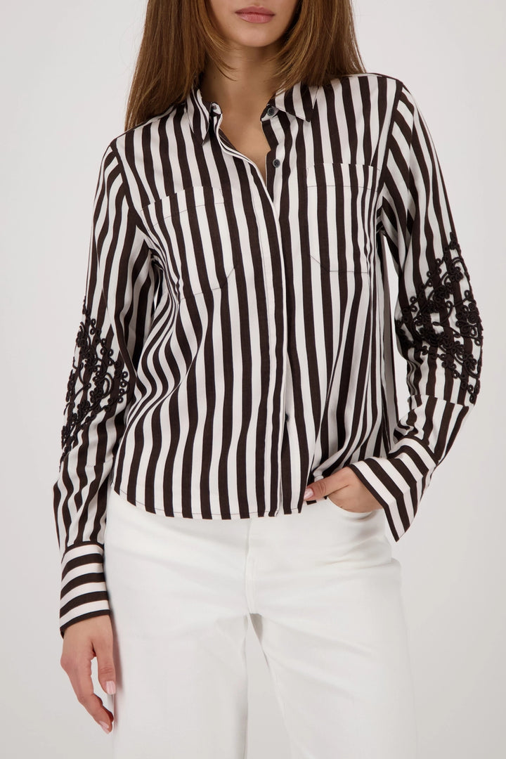 Monari Brown Striped Blouse