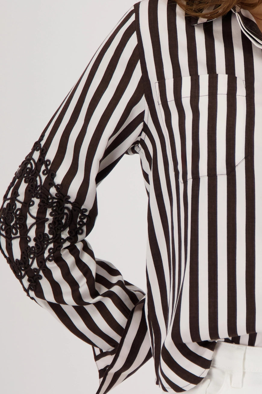 Monari Brown Striped Blouse