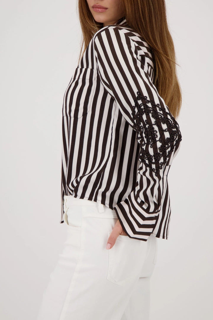 Monari Brown Striped Blouse