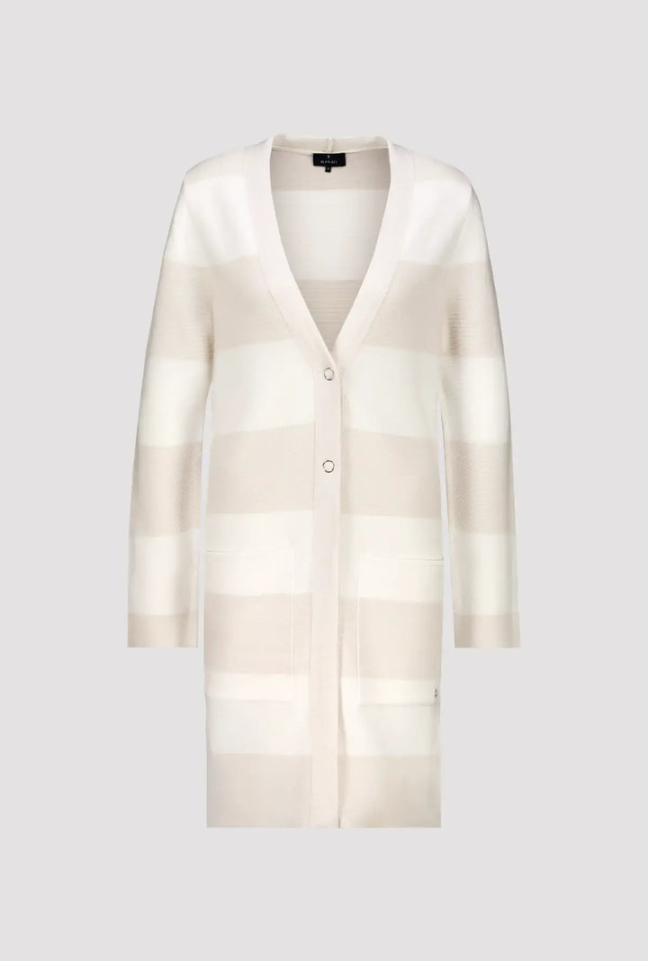 Monari Beige Block Striped Cardigan