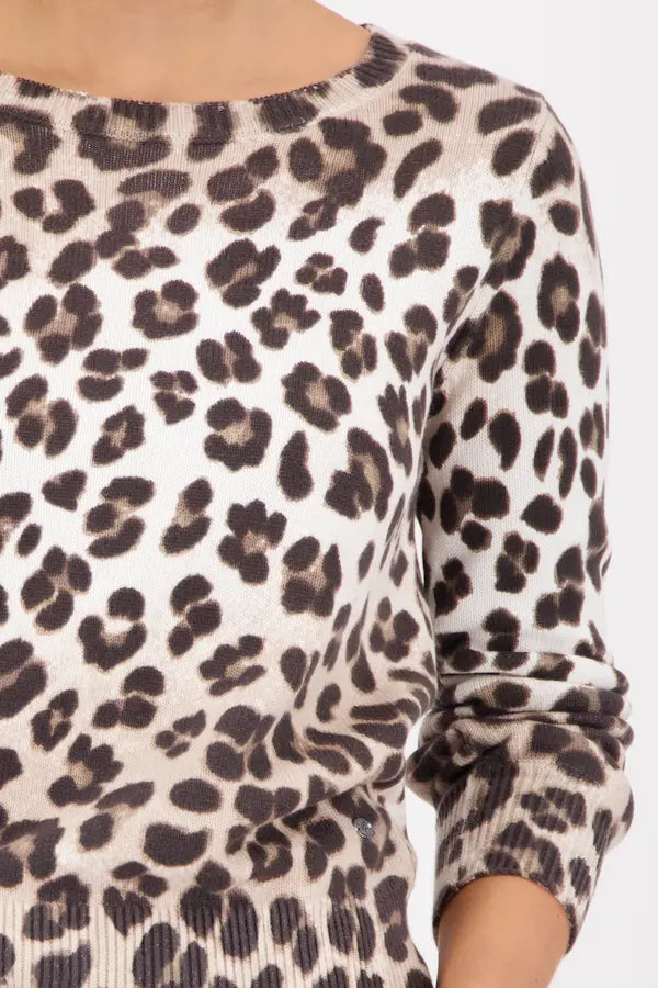 Monari Brown Leopard Print Knitted Sweater