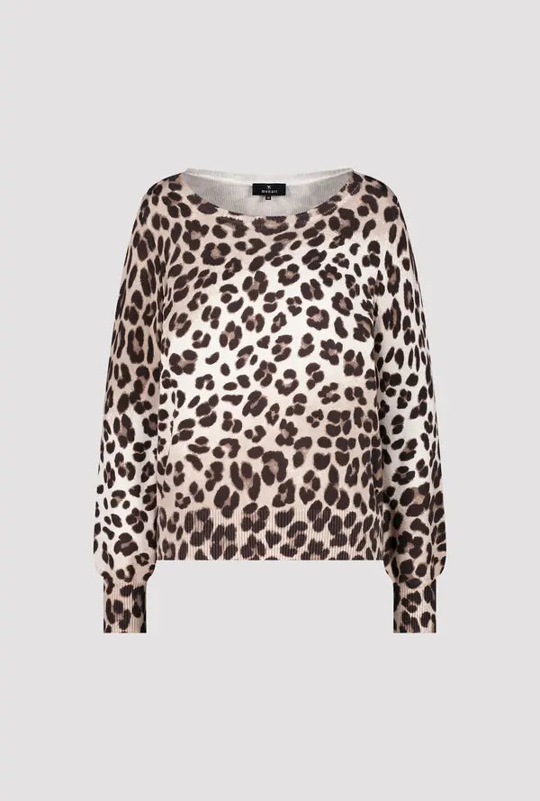 Monari Brown Leopard Print Knitted Sweater