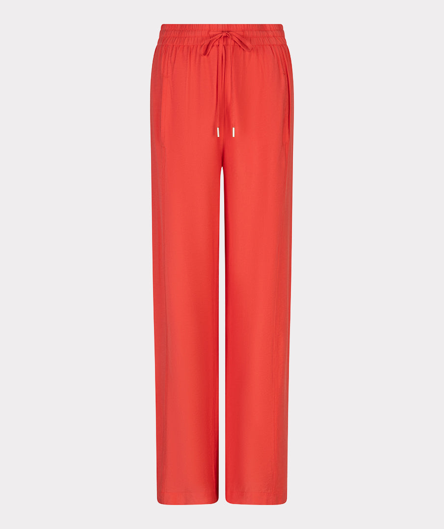 EsQualo Red Wide Leg Elastic Waist Trousers