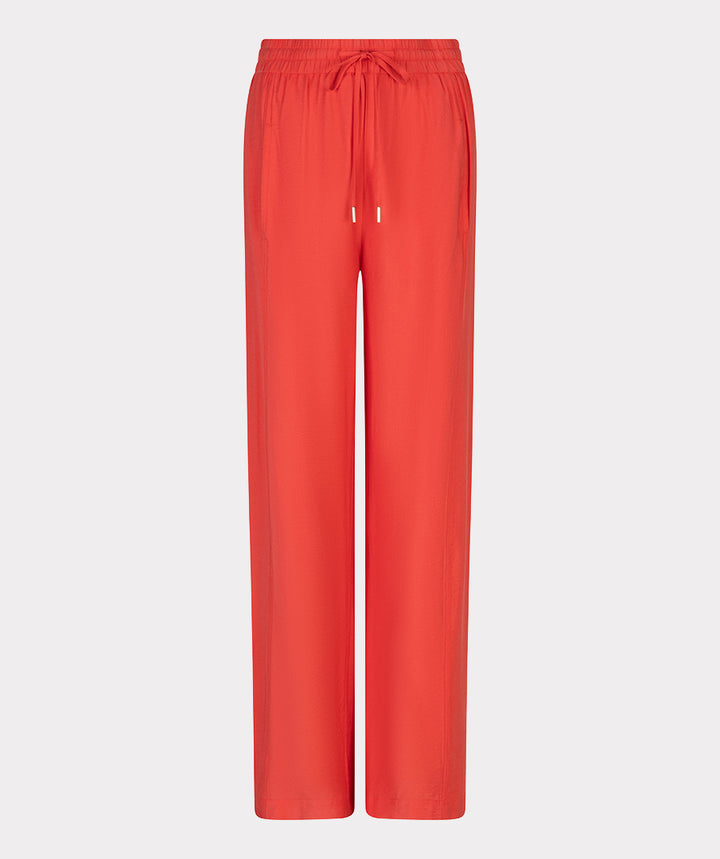 EsQualo Red Wide Leg Elastic Waist Trousers