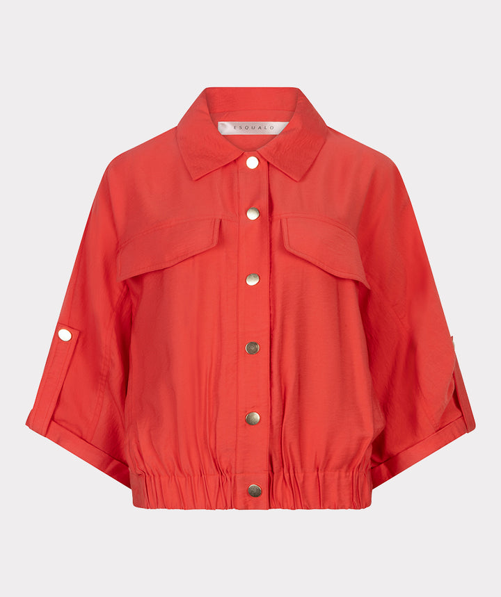 EsQualo Red Short Sleeve & Gold Button Detail Jacket
