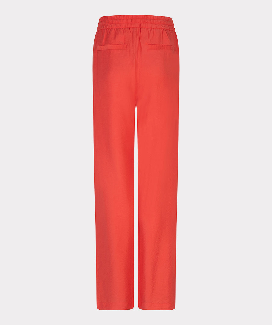 EsQualo Red Wide Leg Elastic Waist Trousers