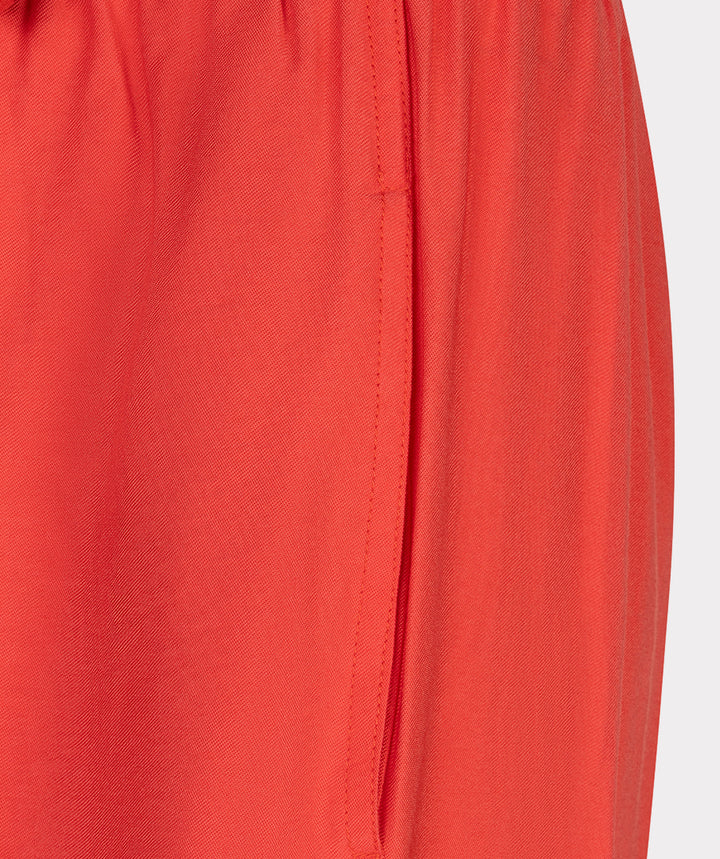 EsQualo Red Wide Leg Elastic Waist Trousers