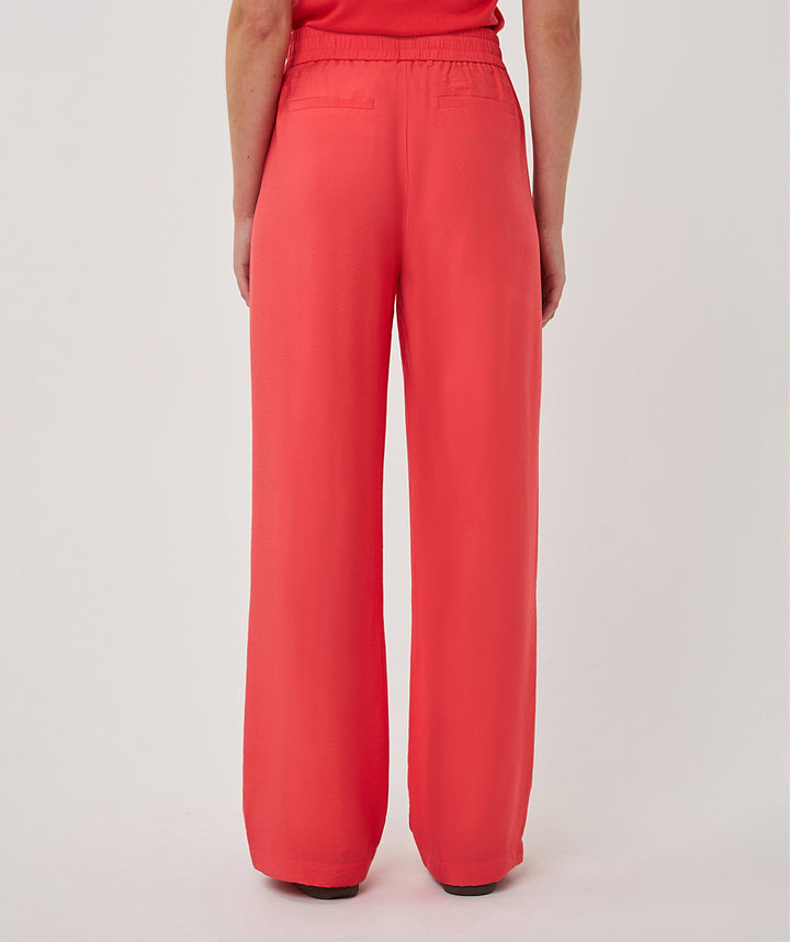 EsQualo Red Wide Leg Elastic Waist Trousers