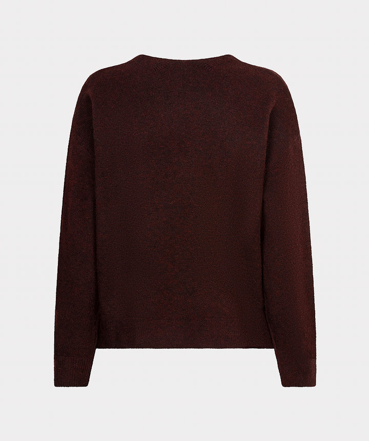 EsQualo Cable Knit V-Neck, Merlot