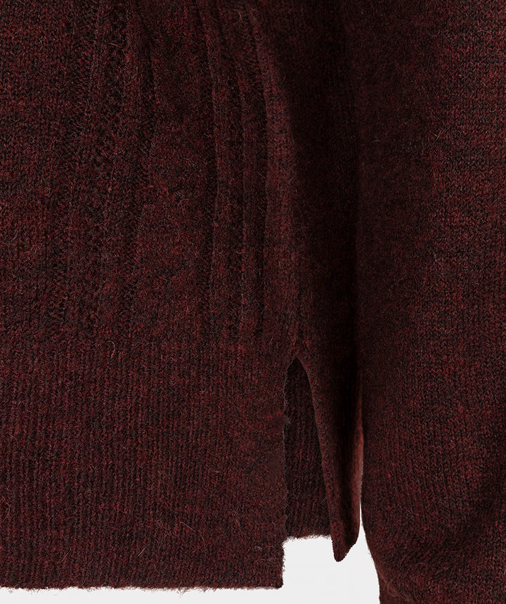EsQualo Cable Knit V-Neck, Merlot