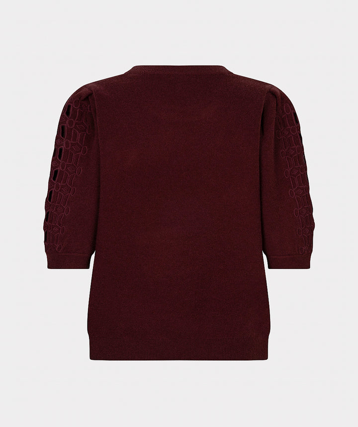 EsQualo Knit Embroidery Short Jumper, Merlot