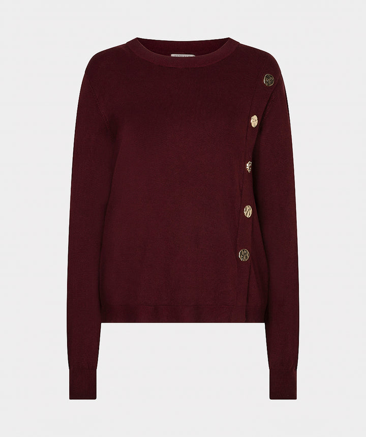 EsQualo Button Detail Basic Knit, Merlot