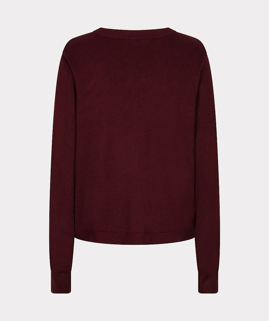 EsQualo Button Detail Basic Knit, Merlot