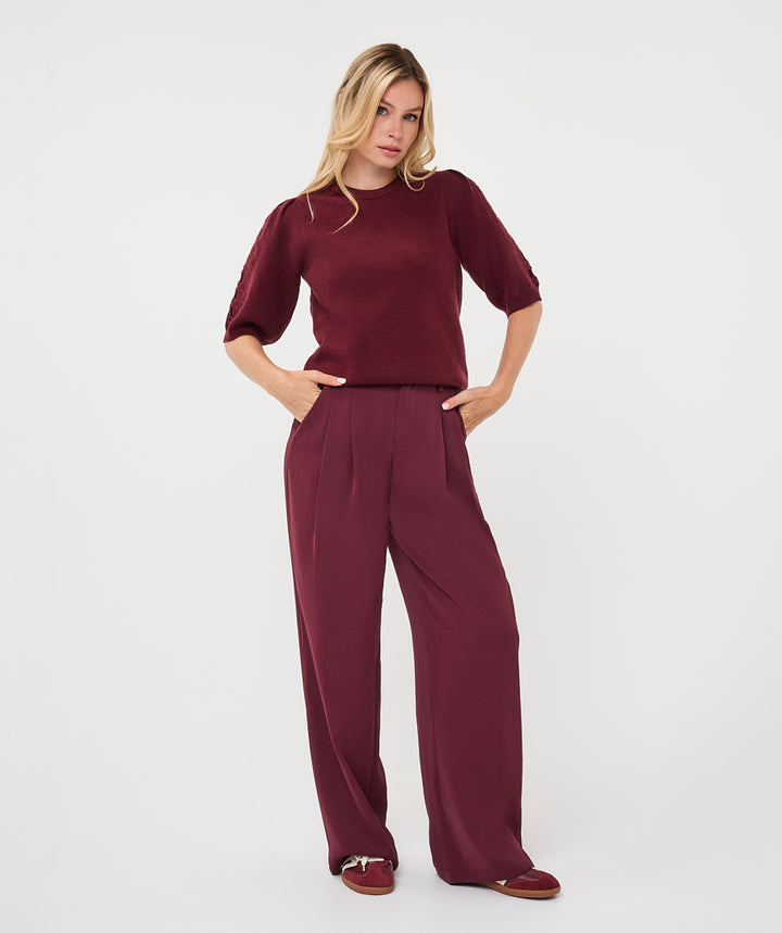 EsQualo Knit Embroidery Short Jumper, Merlot