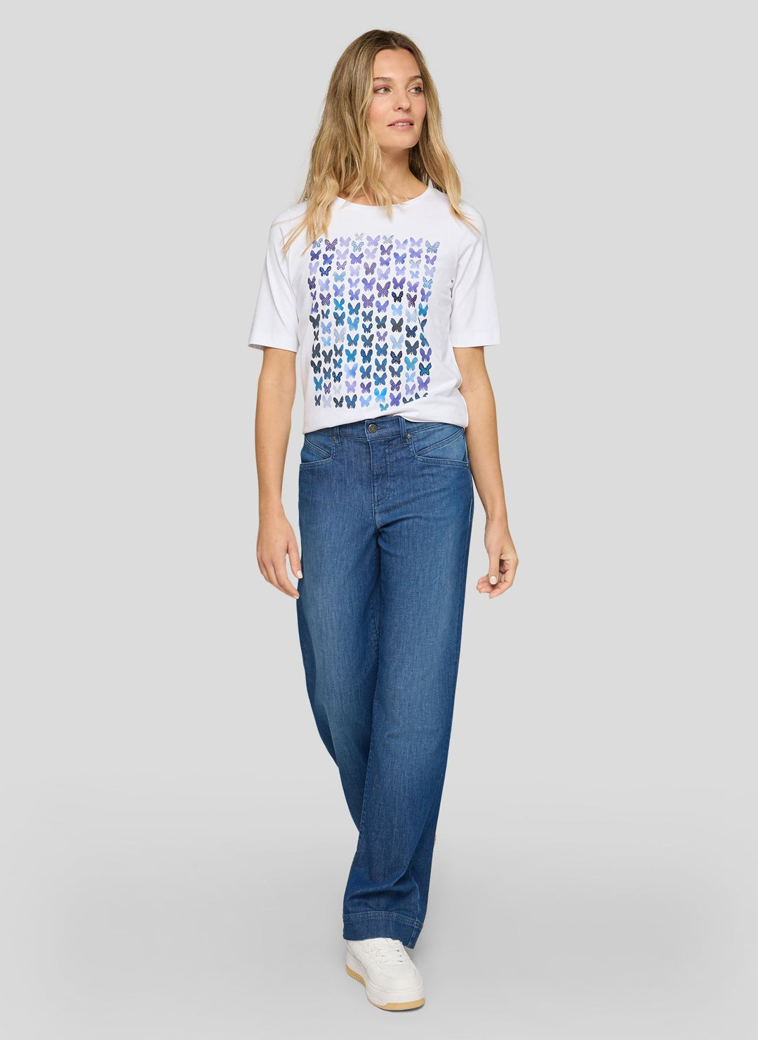 Rabe White Butterfly Print Top