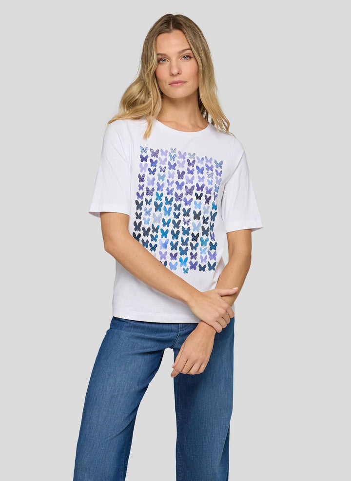 Rabe White Butterfly Print Top