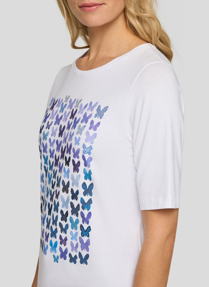 Rabe White Butterfly Print Top
