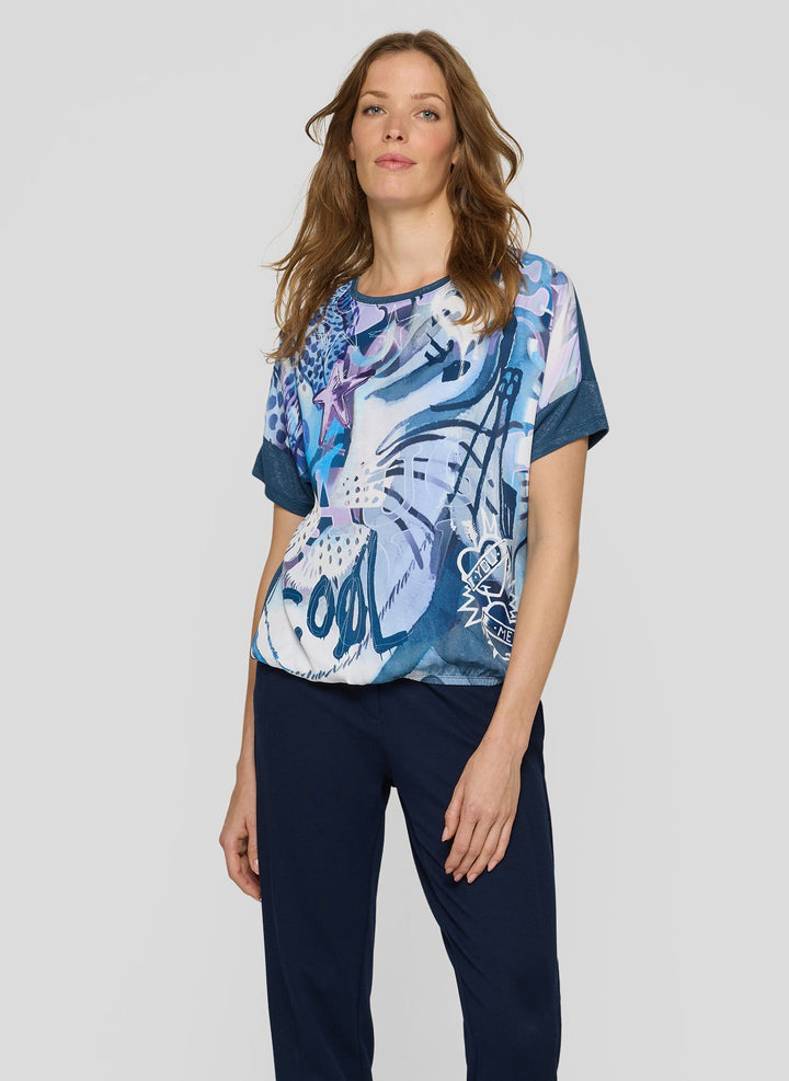 Rabe Navy All-Over Print Top