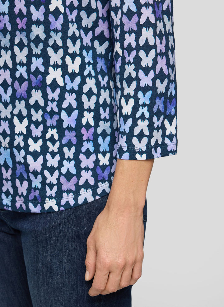 Rabe Navy Butterfly Print Shirt