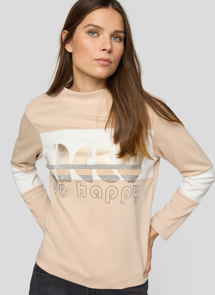 Rabe Beige 'Be Happy' Print Sweater