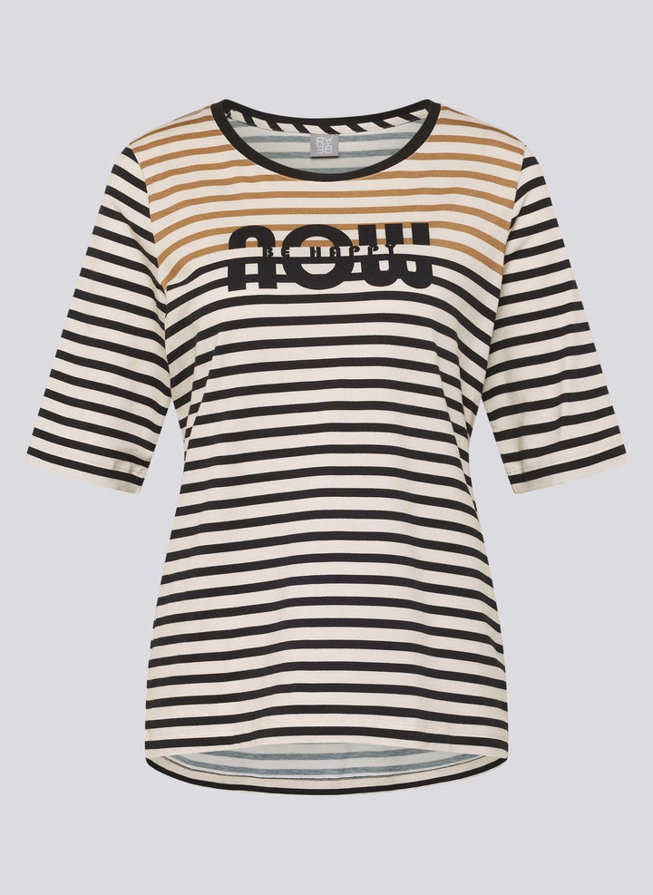 Rabe Striped 'Be Happy Now' Print Top