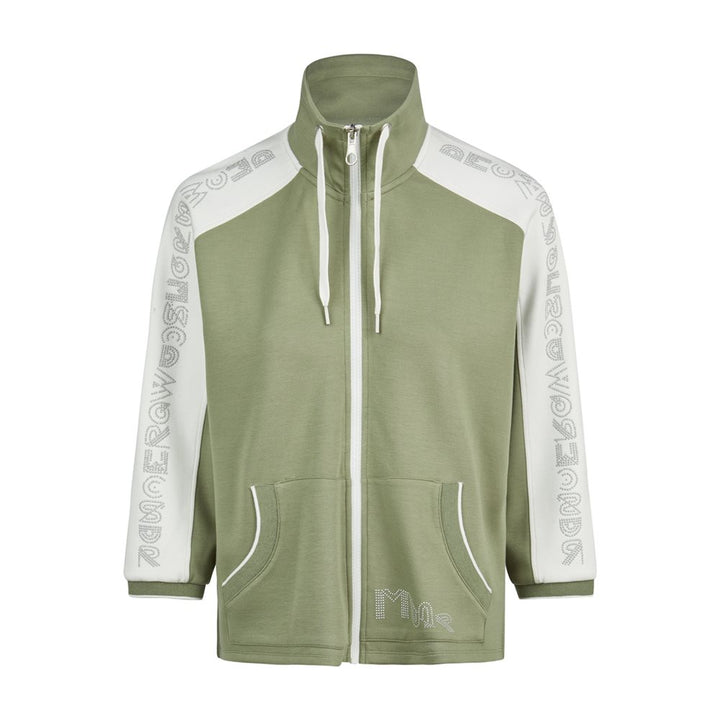 Barbara Lebek Khaki Embellished Zip Up Sweatshirt
