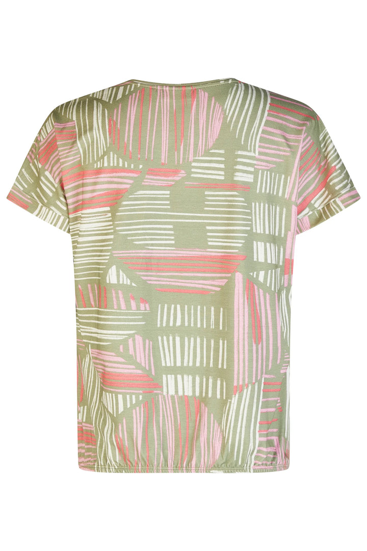 Barbara Lebek Khaki Abstract Line Print Top