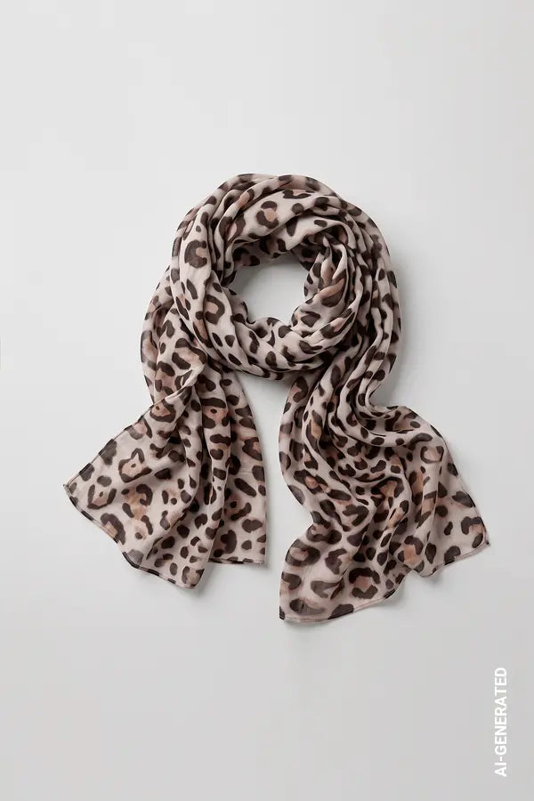 Monari Scarf Scarf with Leopard Print, Hazel Pattern