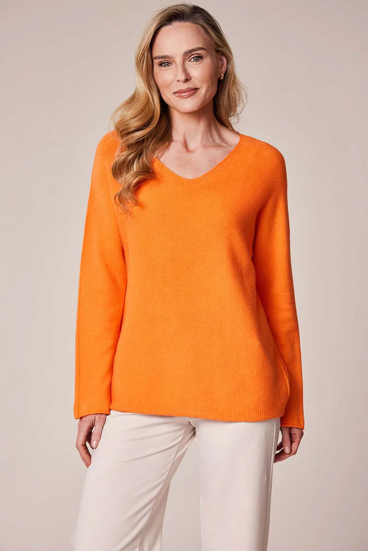 Decollage Orange V-Neck Boyfriend Knit
