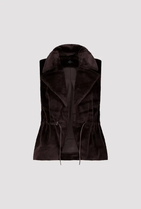 Monari Faux Fur Gilet, Black Coffee