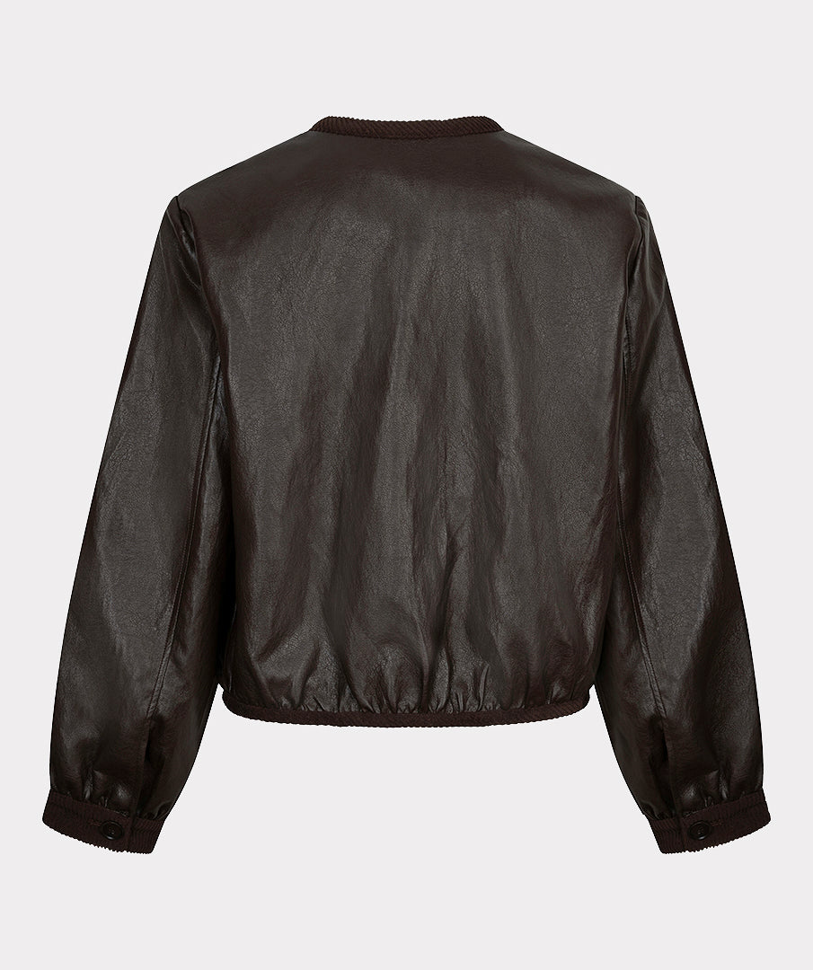 EsQualo Short PU Crinkle Jacket, Cacao