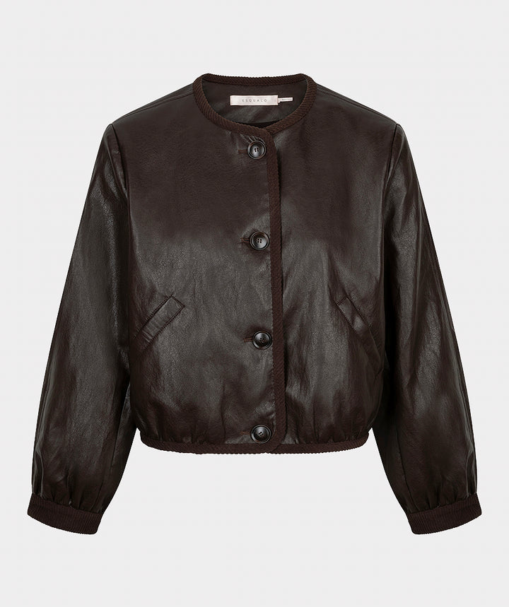 EsQualo Short PU Crinkle Jacket, Cacao