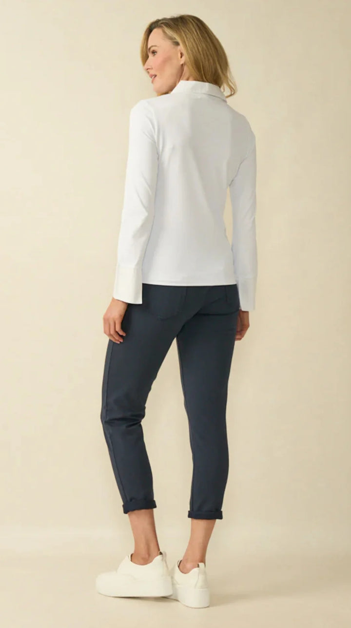 Decollage White Stretch Collar & Cuff Shirt