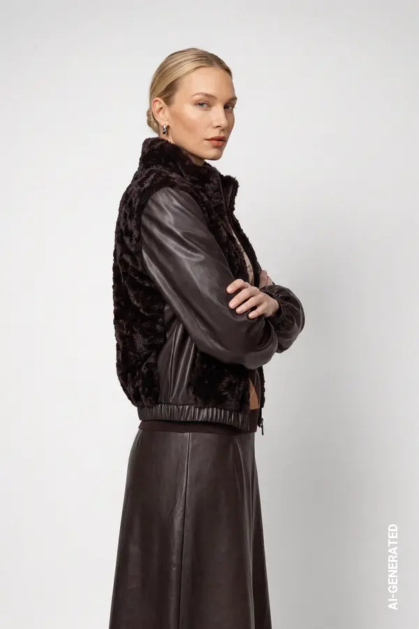 Monari Jacket with Faux Fur, Black Coffee