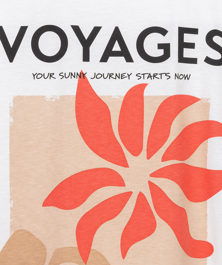 Esqualo Off White 'Club Voyages' Printed Top