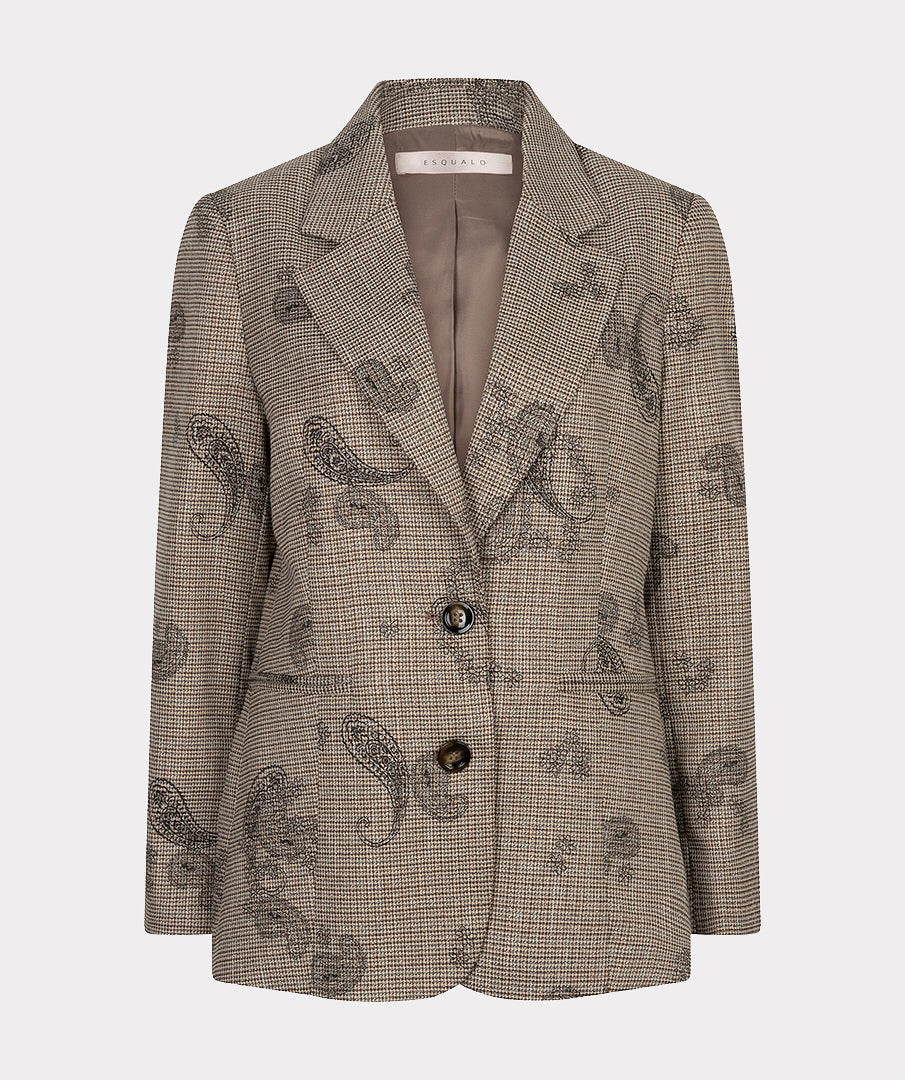 EsQualo Paisley Check Blazer