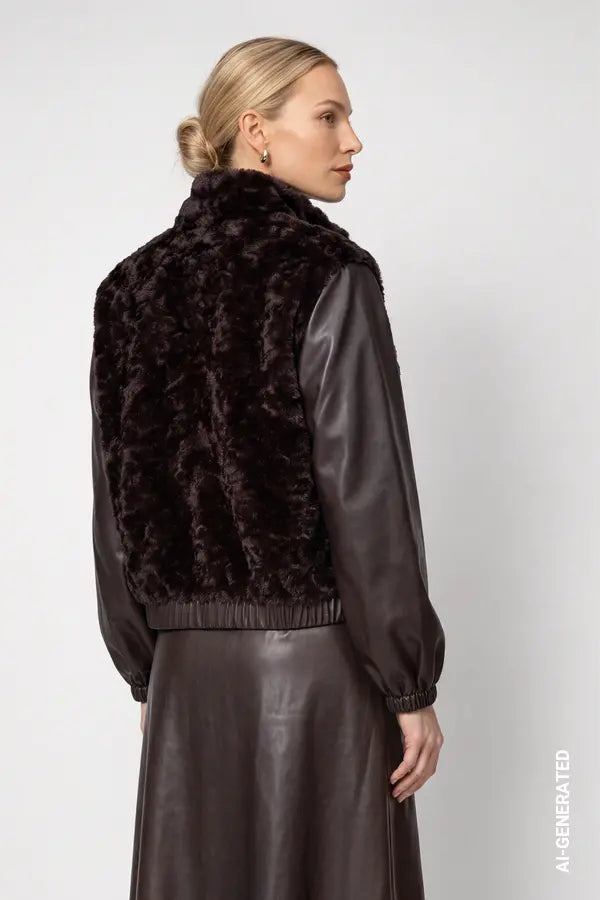 Monari Jacket with Faux Fur, Black Coffee