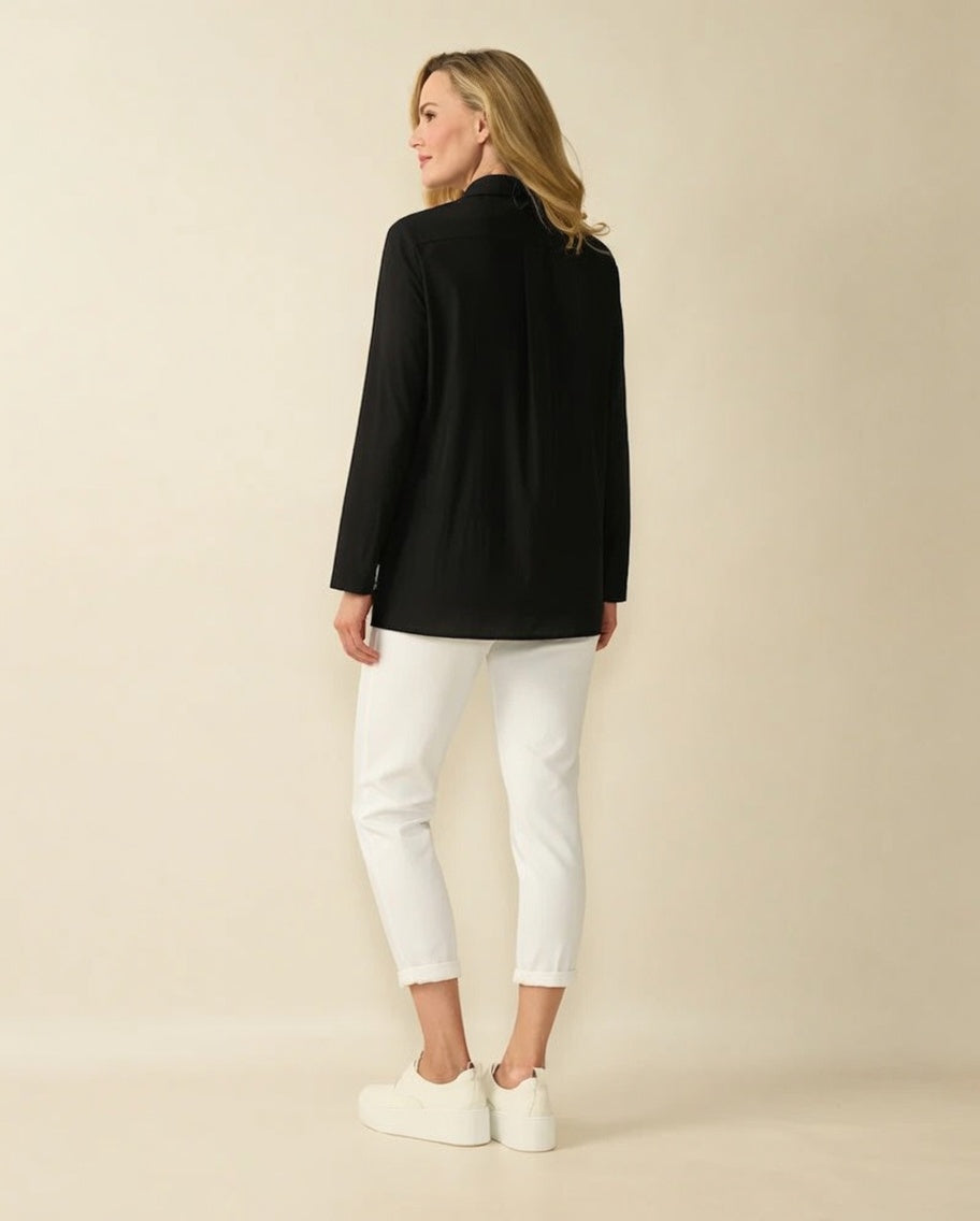 Decollage Black Classic Cotton Dipped Hem Shirt