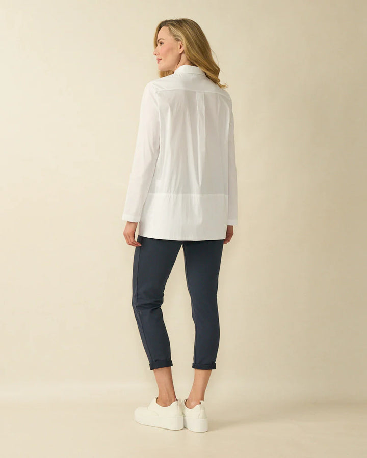 Decollage White Classic Cotton Dipped Hem Shirt