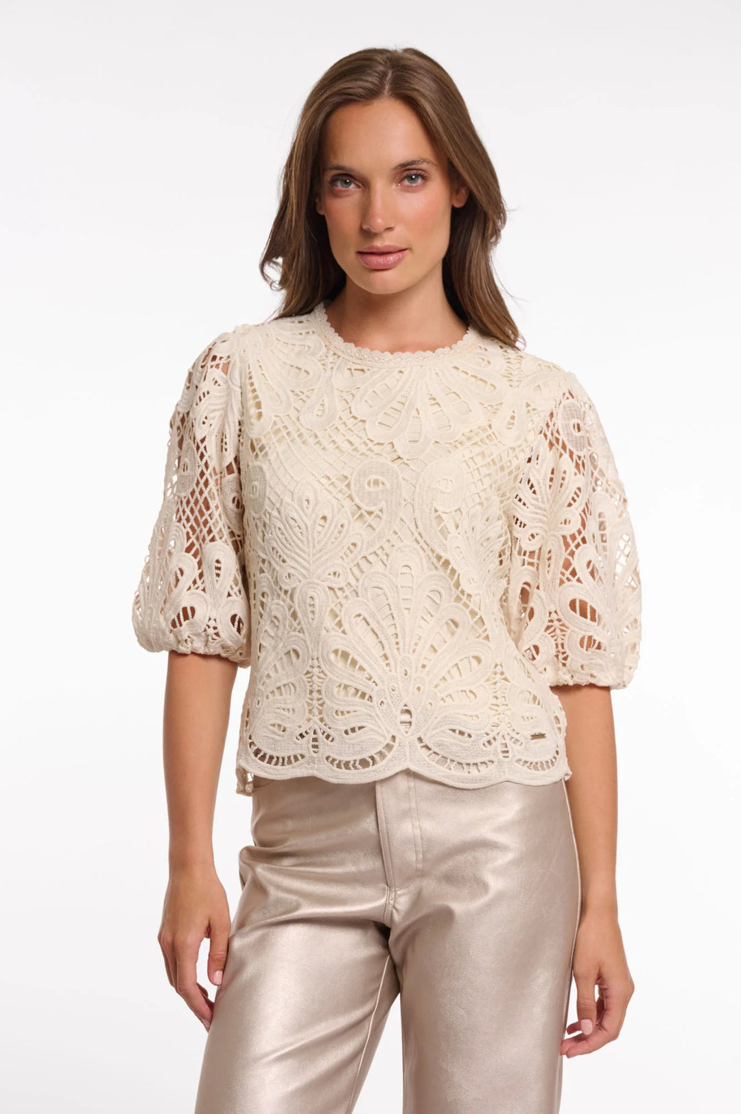 Rino & Pelle Chantalle Birch Short Balloon Sleeve Top