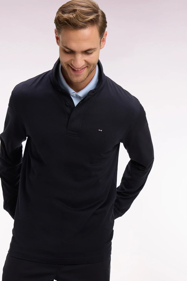 Eden Park Navy Pima Cotton Long Sleeve Jersey