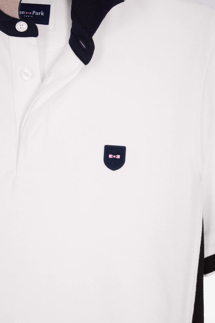 Eden Park White & Navy Slim Fit Polo Shirt