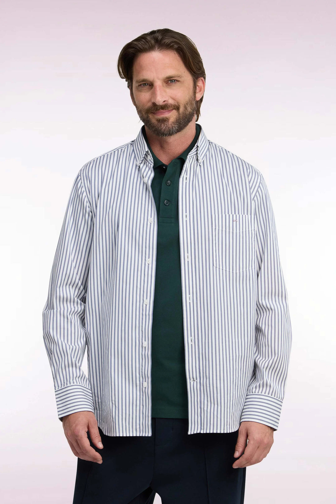 Eden Park Striped Straight Cut Shirt, Navy & White