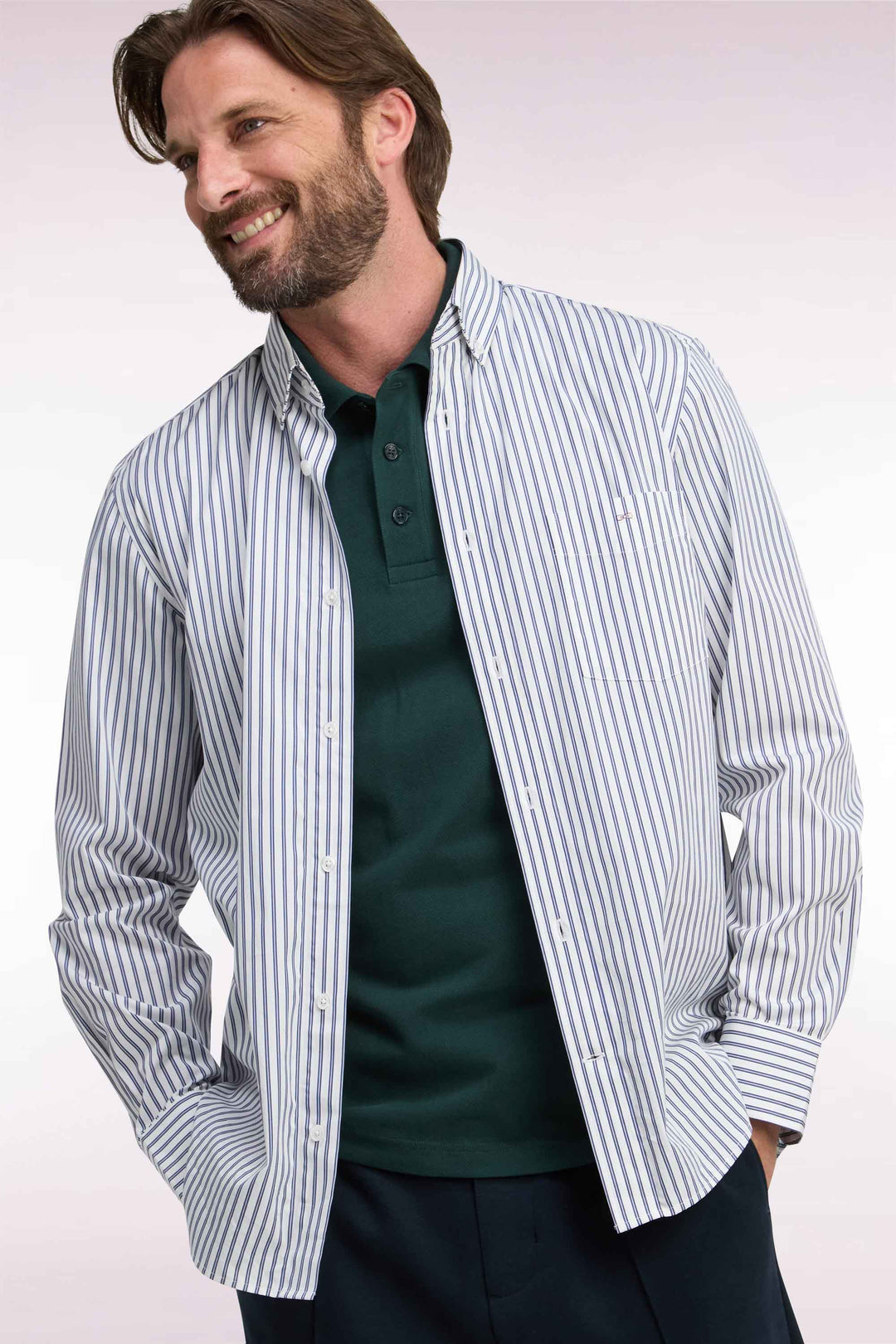 Eden Park Striped Straight Cut Shirt, Navy & White